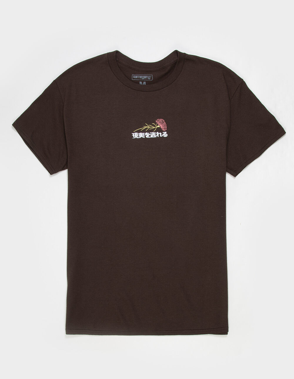 SAME GANG Reality Flower Embroidered Mens Tee