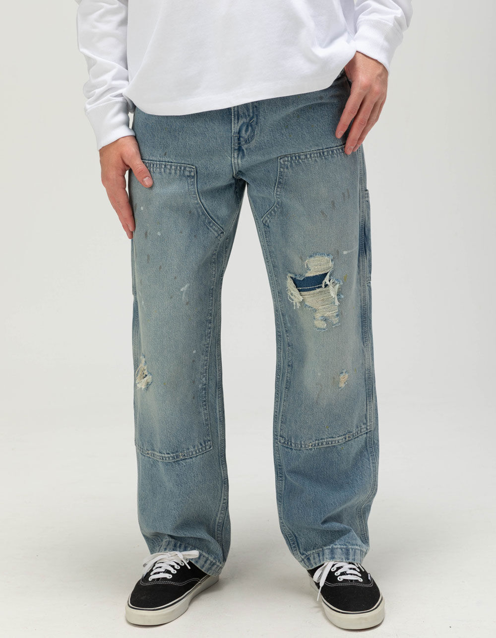 LEVI'S 568 Mens Loose Straight Double Knee Carpenter Jeans - Diving Ducks Distressed