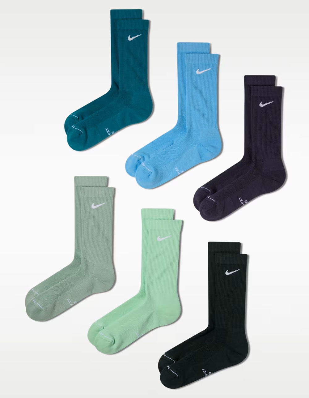 NIKE Everyday Elevated 6 Pack Crew Socks
