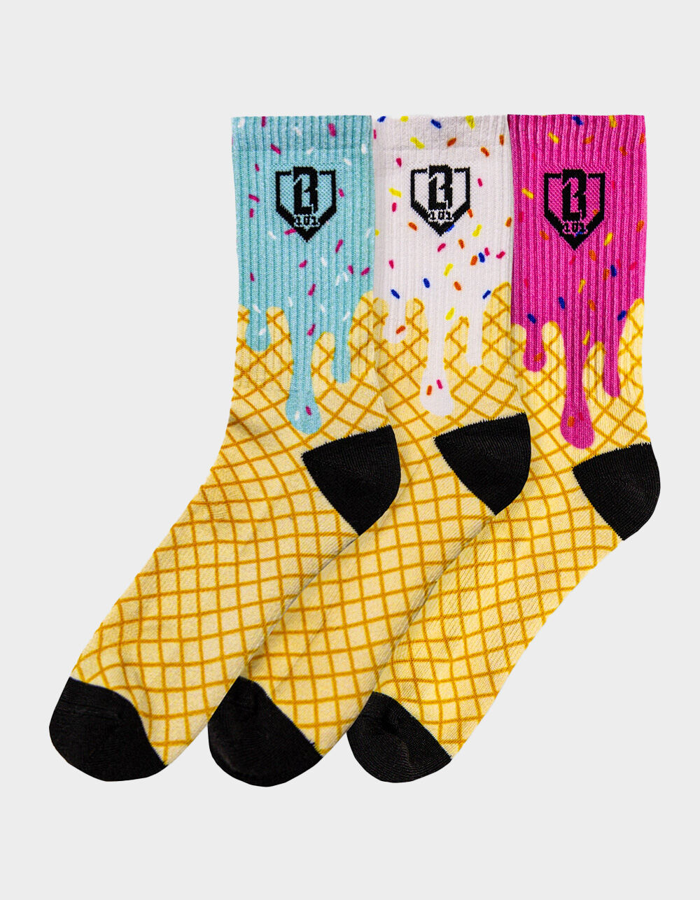 BASEBALL LIFESTYLE 101 Ice Cream 3 Pack Boys Crew Socks