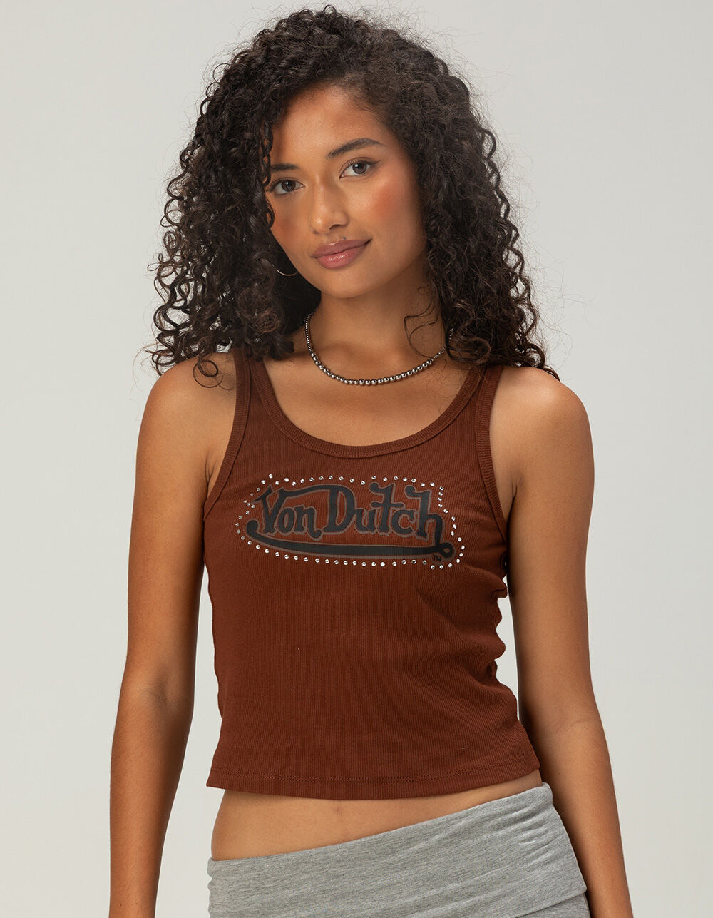 VON DUTCH Rhinestone Womens Tank Top