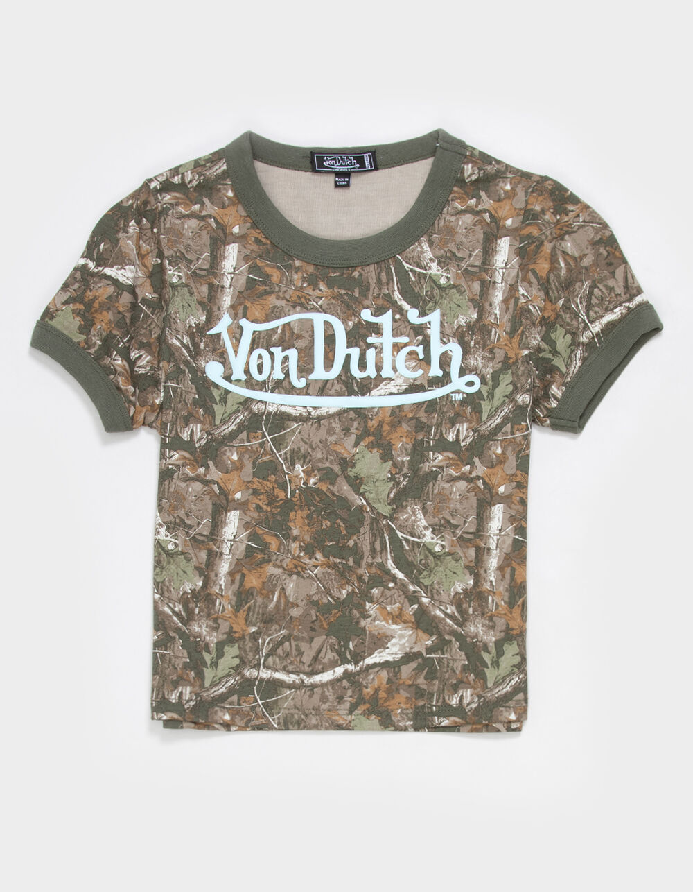 VON DUTCH Girls Camo Ringer Tee
