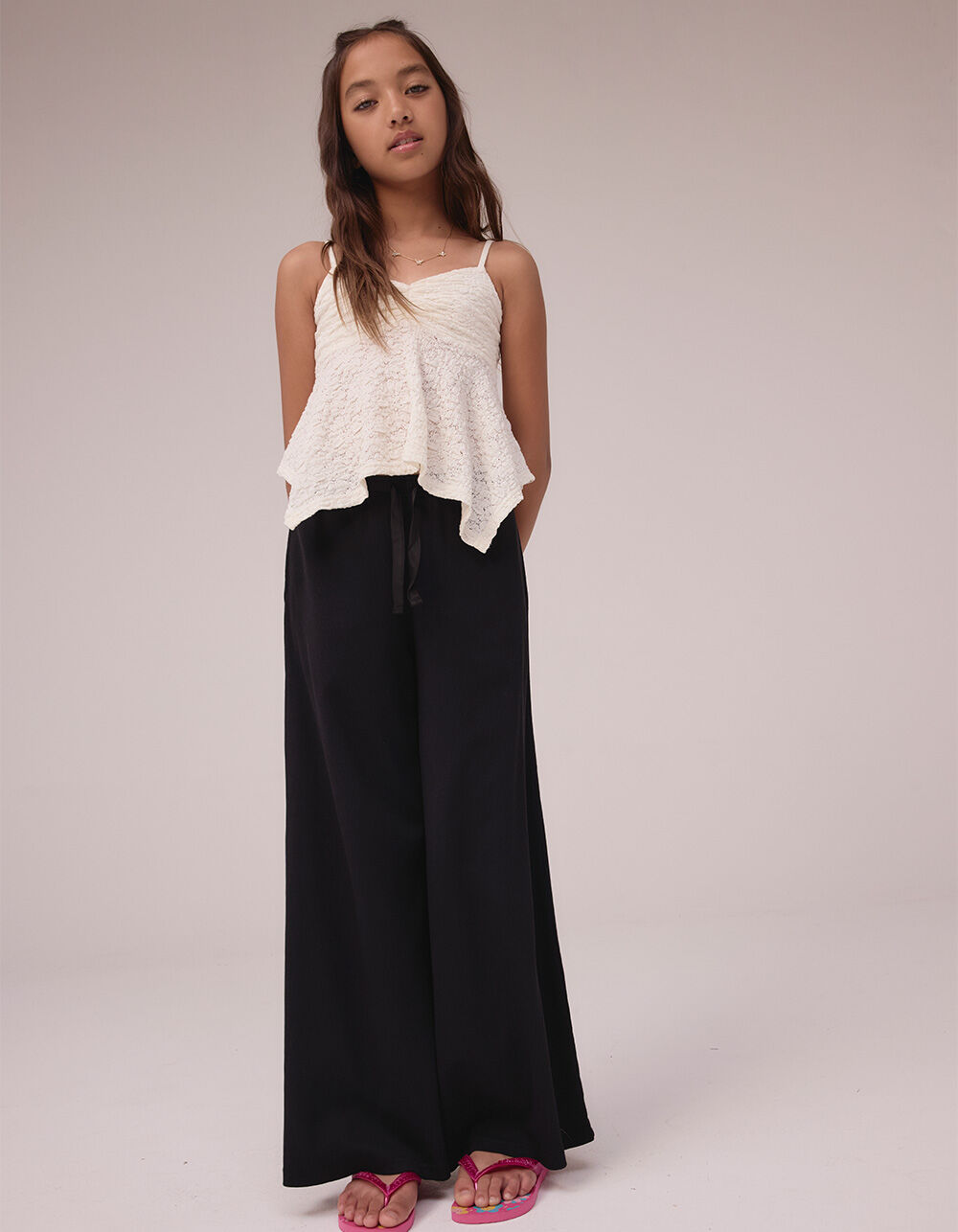 NECTAR CLOTHING Girls Ribbed Wide Leg Pants