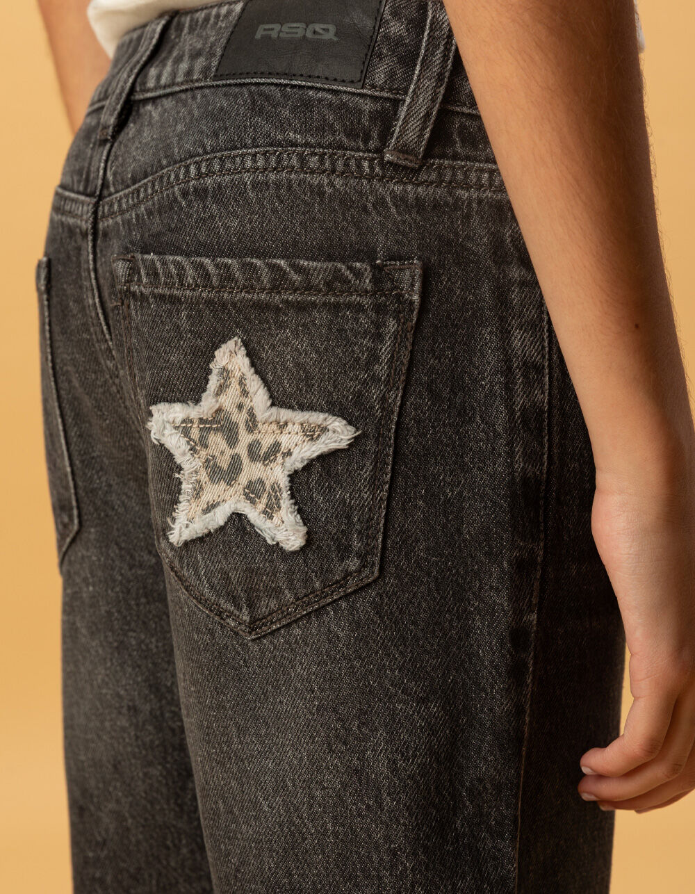RSQ Girls High Rise Leopard Star Wide Leg Jeans