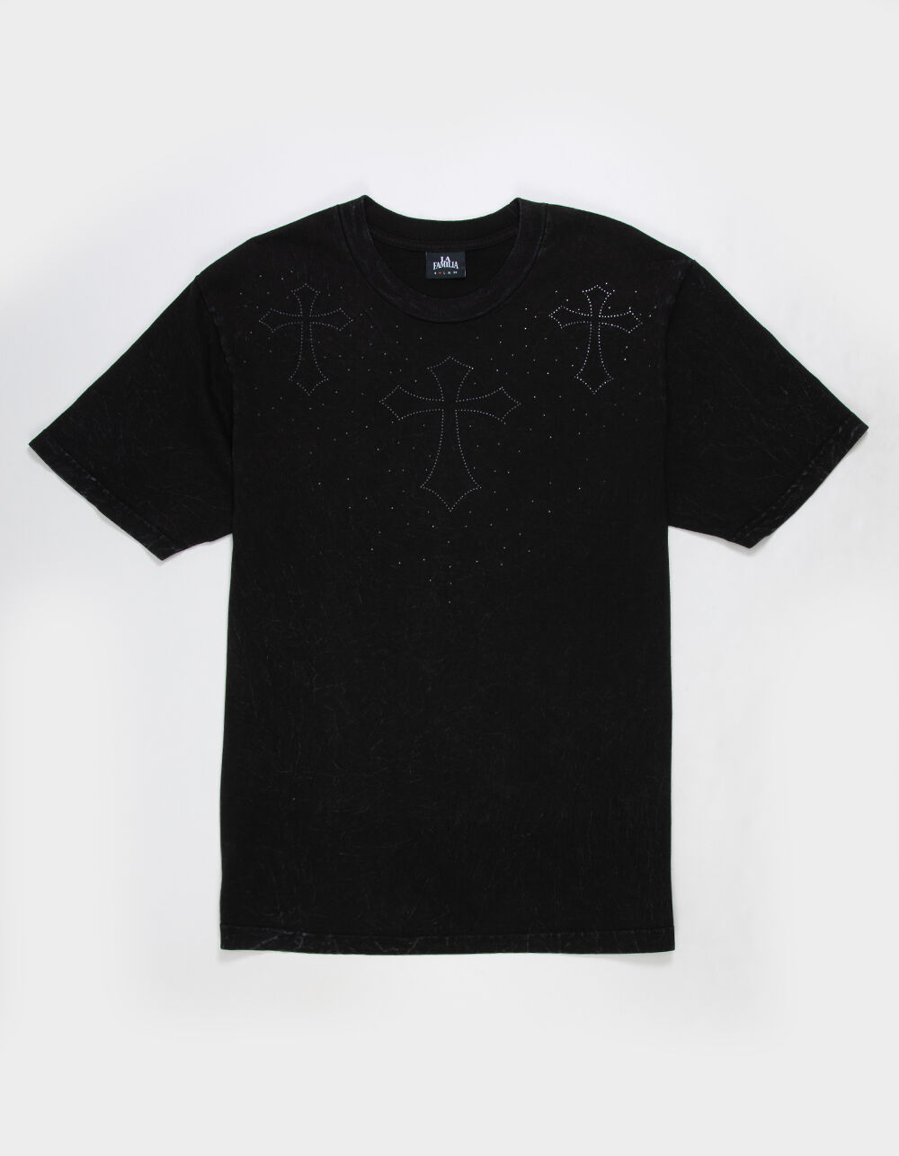 LA FAMILIA Crosses Mens Rhinestone Boxy Tee