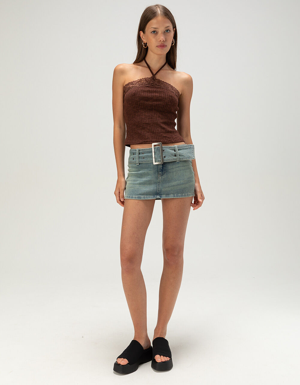 WEST OF MELROSE Womens Belted Micro Skort