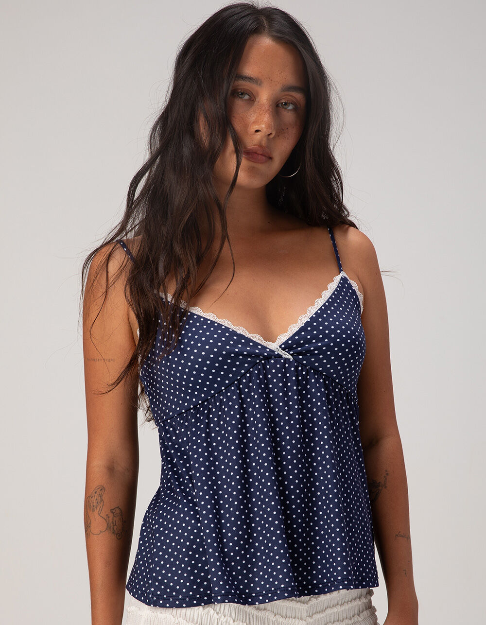 RSQ Womens Polka Dot Babydoll Top