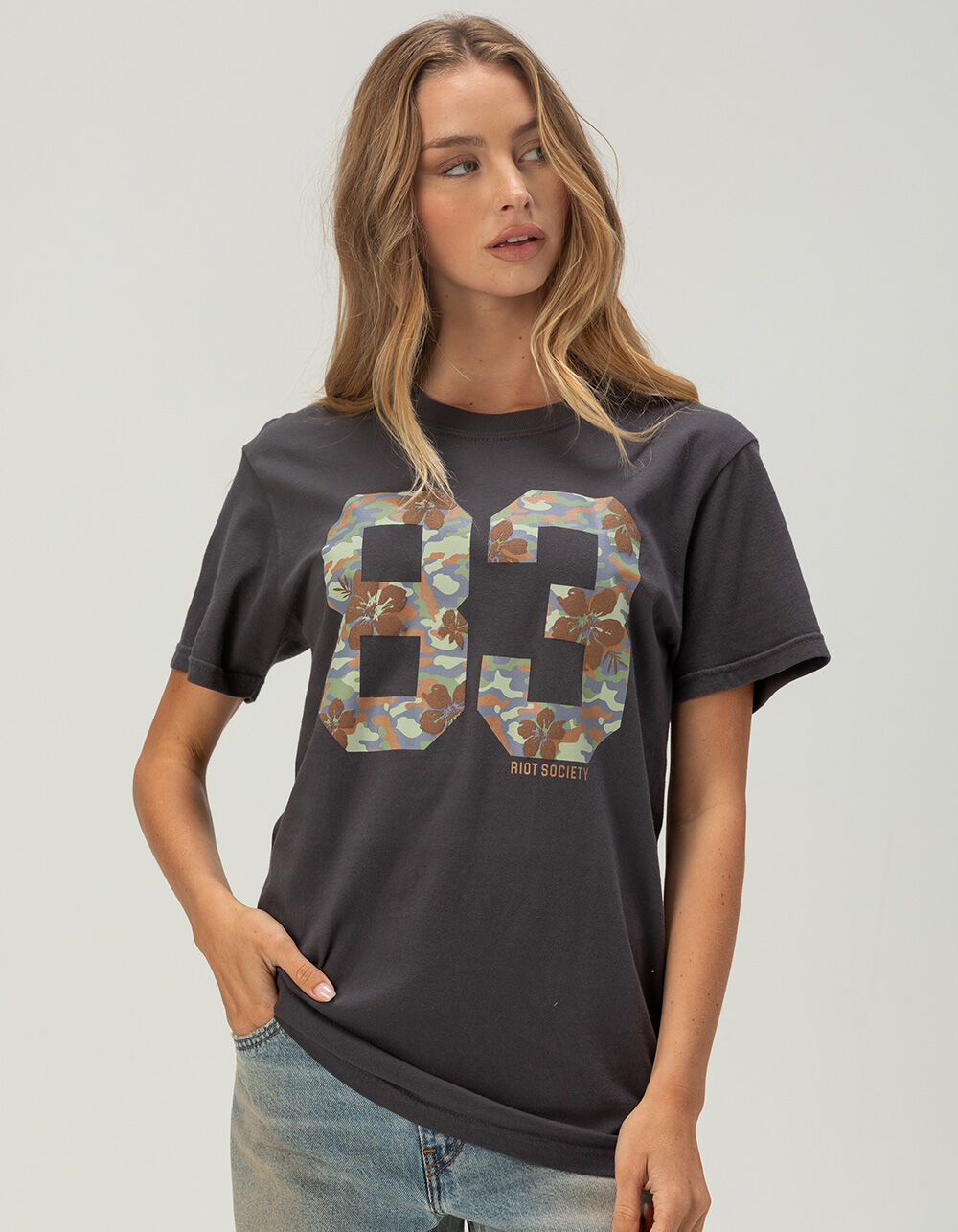 RIOT SOCIETY Camo 80 Womens Boyfriend Tee