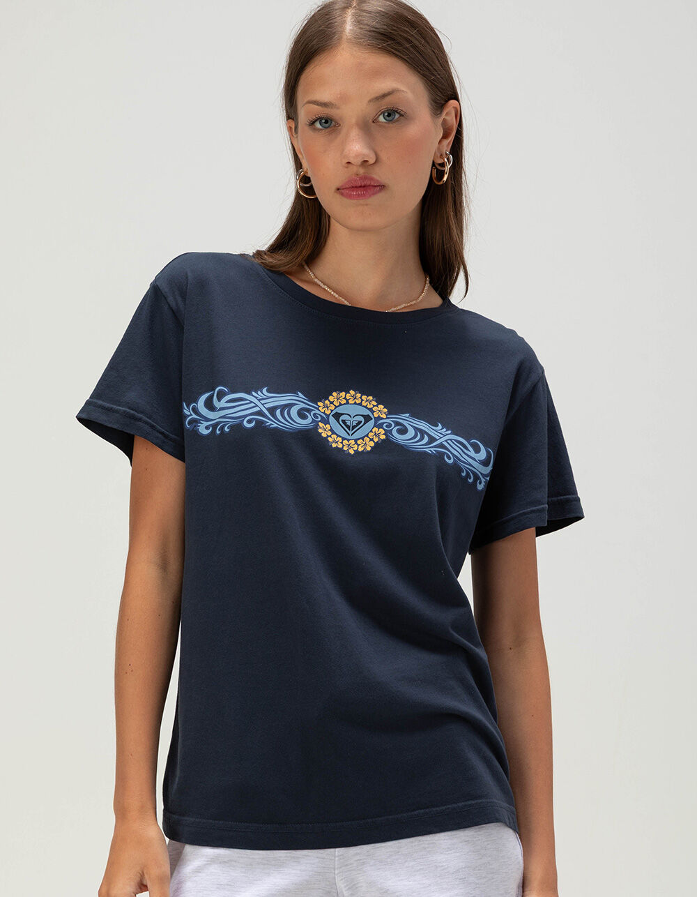 ROXY Hibiscus Tribal Womens Boyfriend Tee