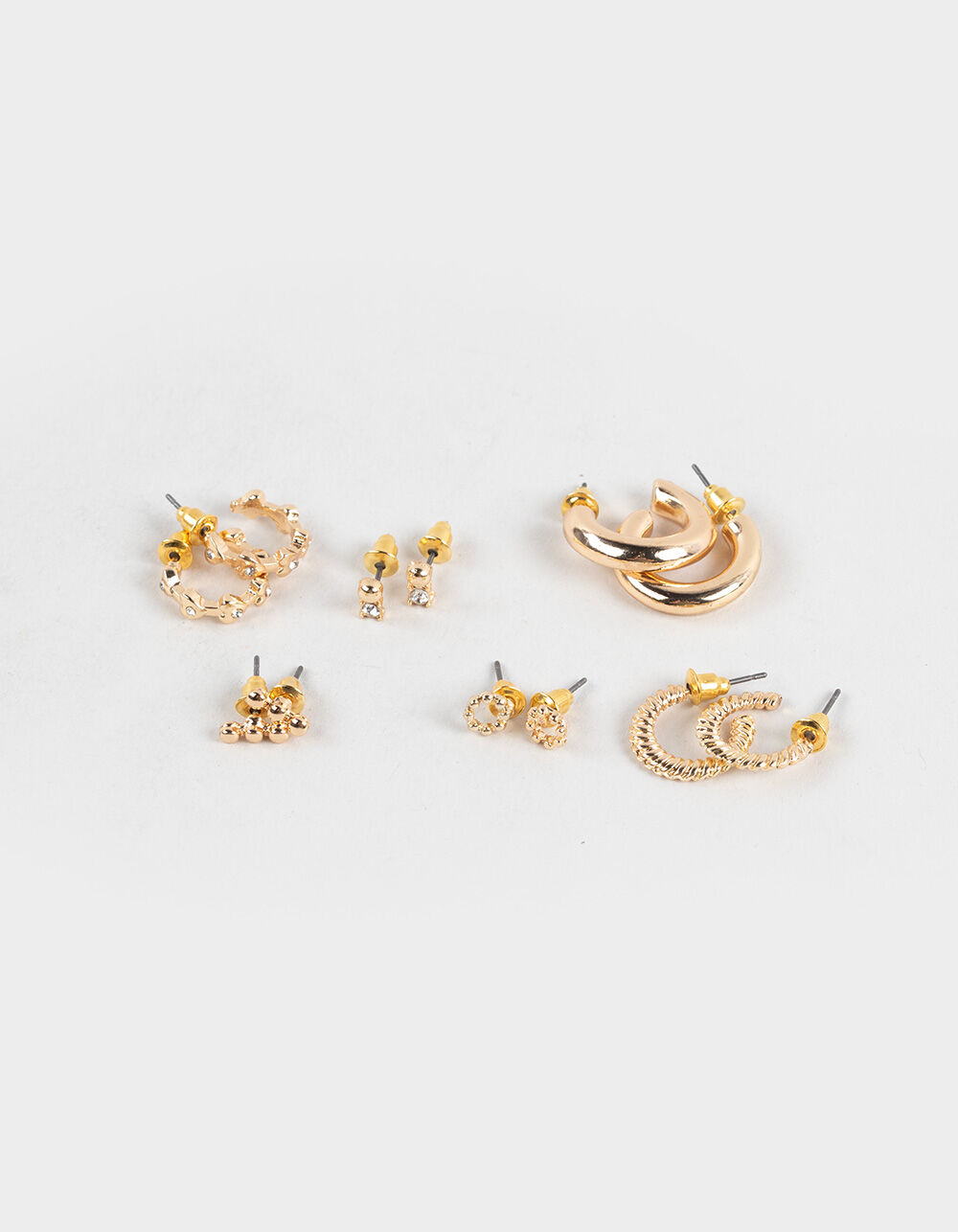 FULL TILT 6 Pack Stud And Hoop Rhinestone Earrings