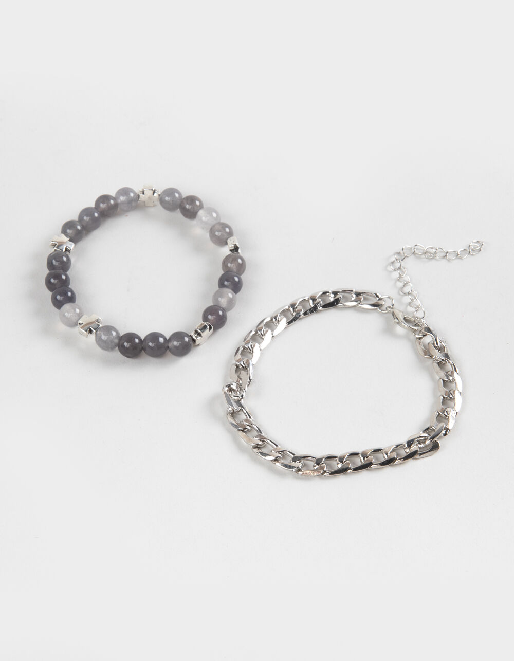 RSQ 2 Pack Beaded Stone and Cuban Link Bracelets
