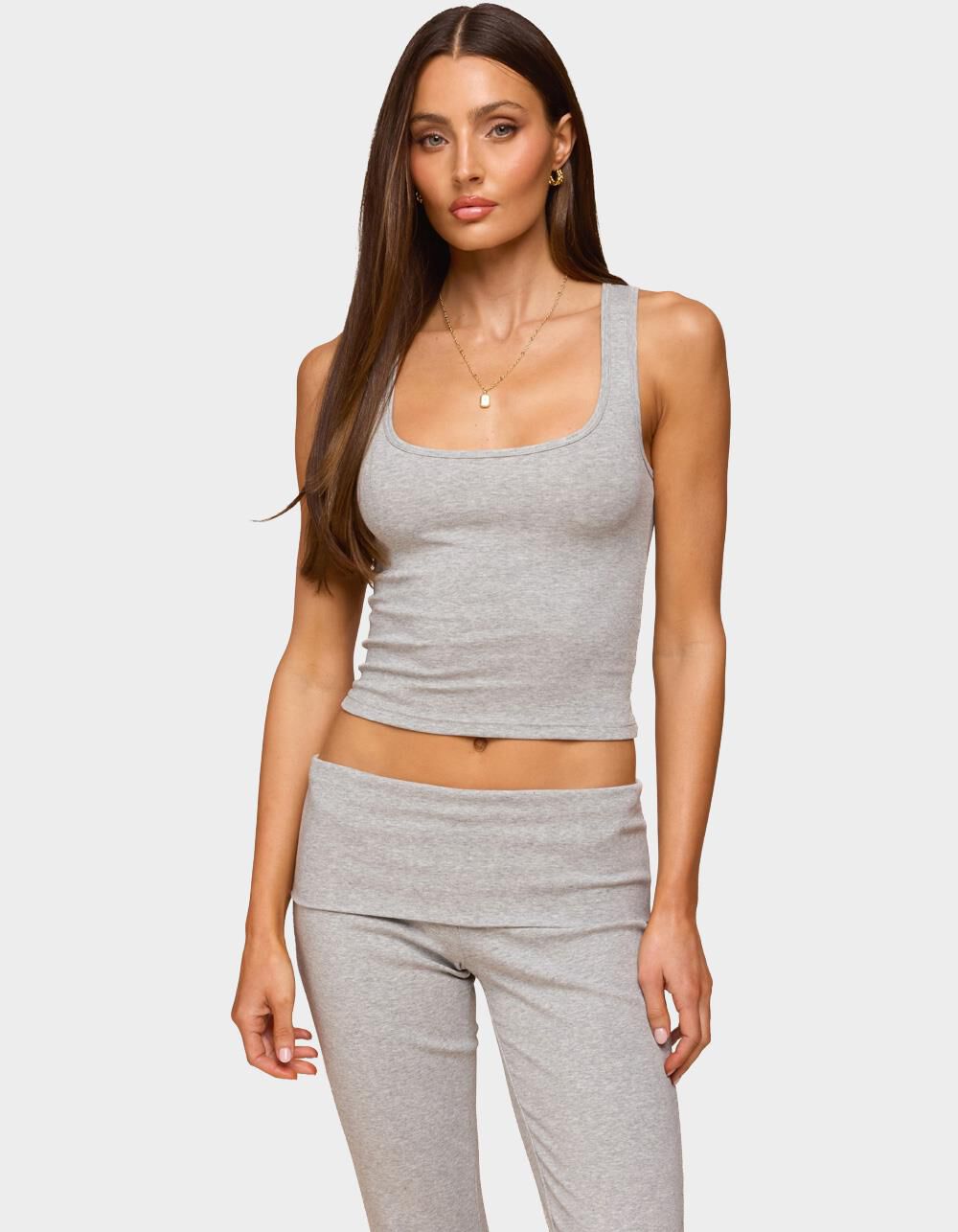 EDIKTED Linda Ribbed Scoop Neck Tank Top