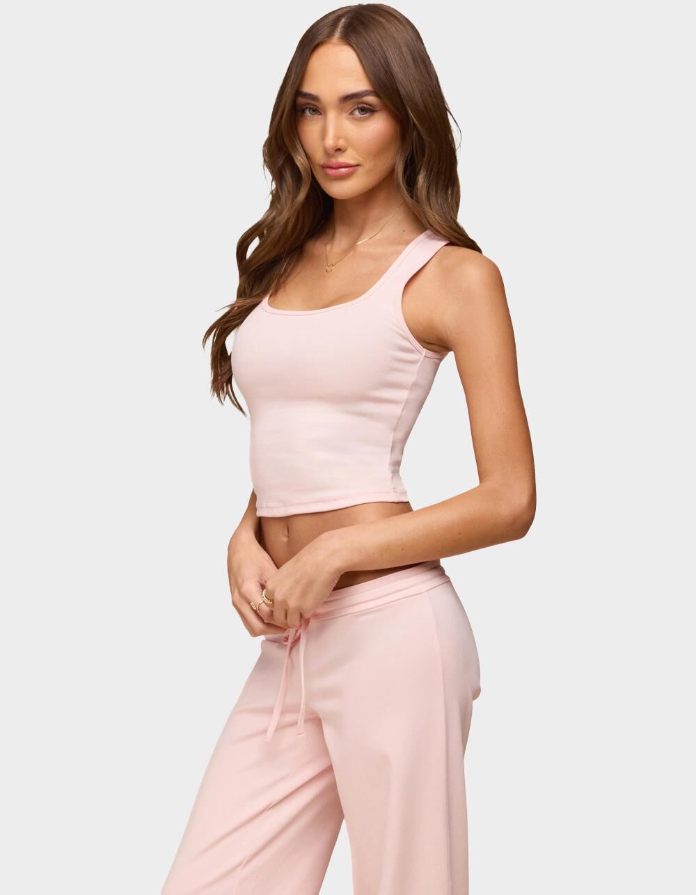EDIKTED Linda Ribbed Scoop Neck Tank Top