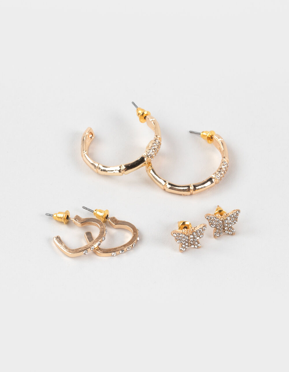 FULL TILT 3 Pack Butterfly Hoop Earrings