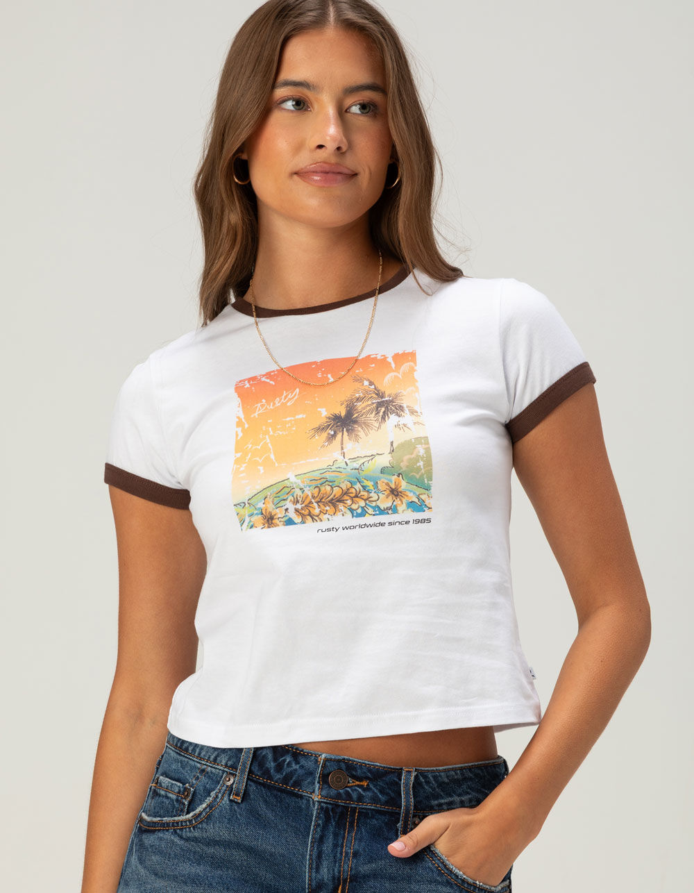 RUSTY La Cabana Womens Ringer Tee