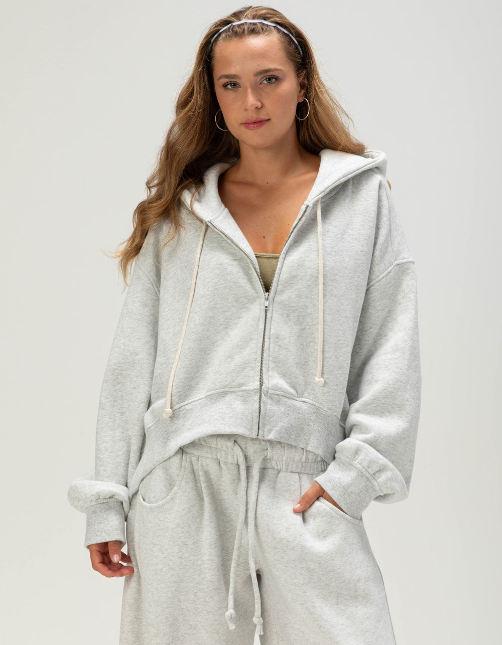 BDG Urban Outfitters Hoxton Womens Crop Zip-Up Hoodie
