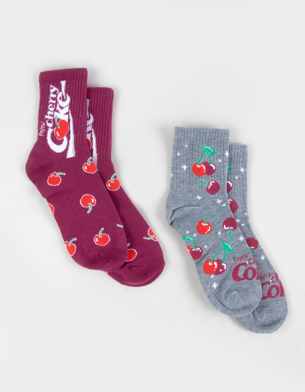 CHERRY COKE 2 Pack Womens Crew Socks