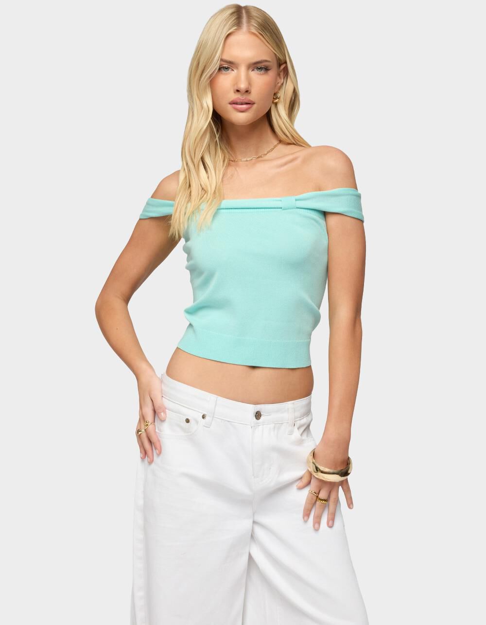 EDIKTED Sami Off Shoulder Knit Top