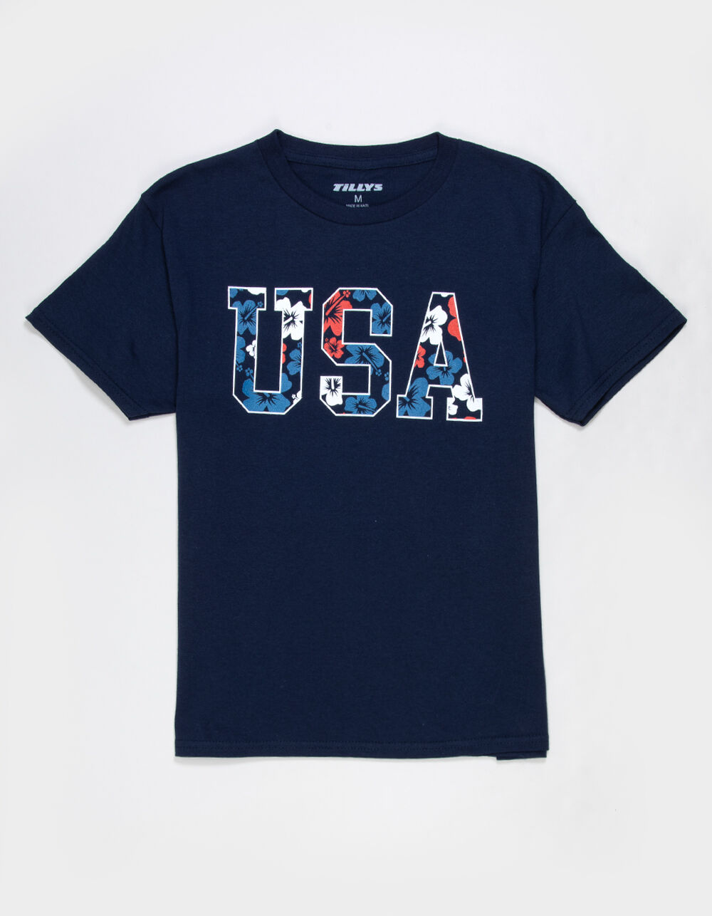USA Hibiscus Outline Girls Tee