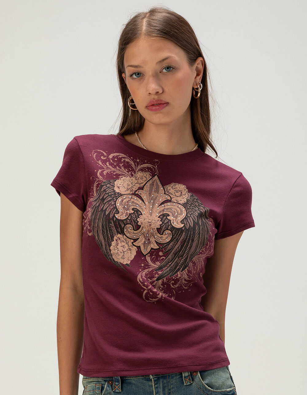 FULL TILT Wing Rhinestone Womens Tee