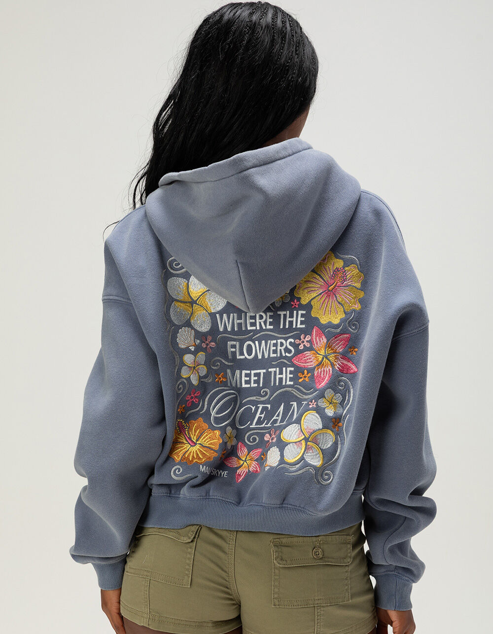 MALIBU SKYYE Flowers Womens Zip-Up Hoodie