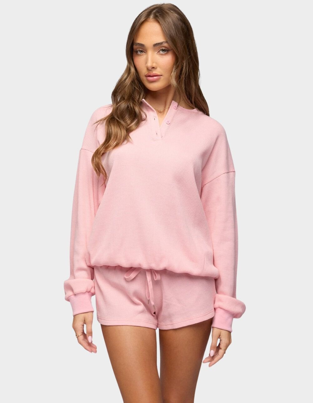 EDIKTED Baila Waffle Henley Top