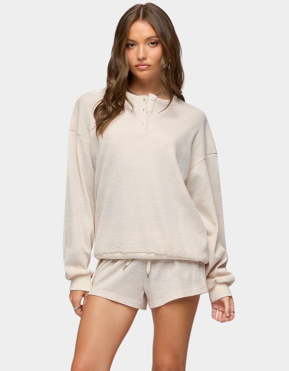 EDIKTED Baila Waffle Henley Top