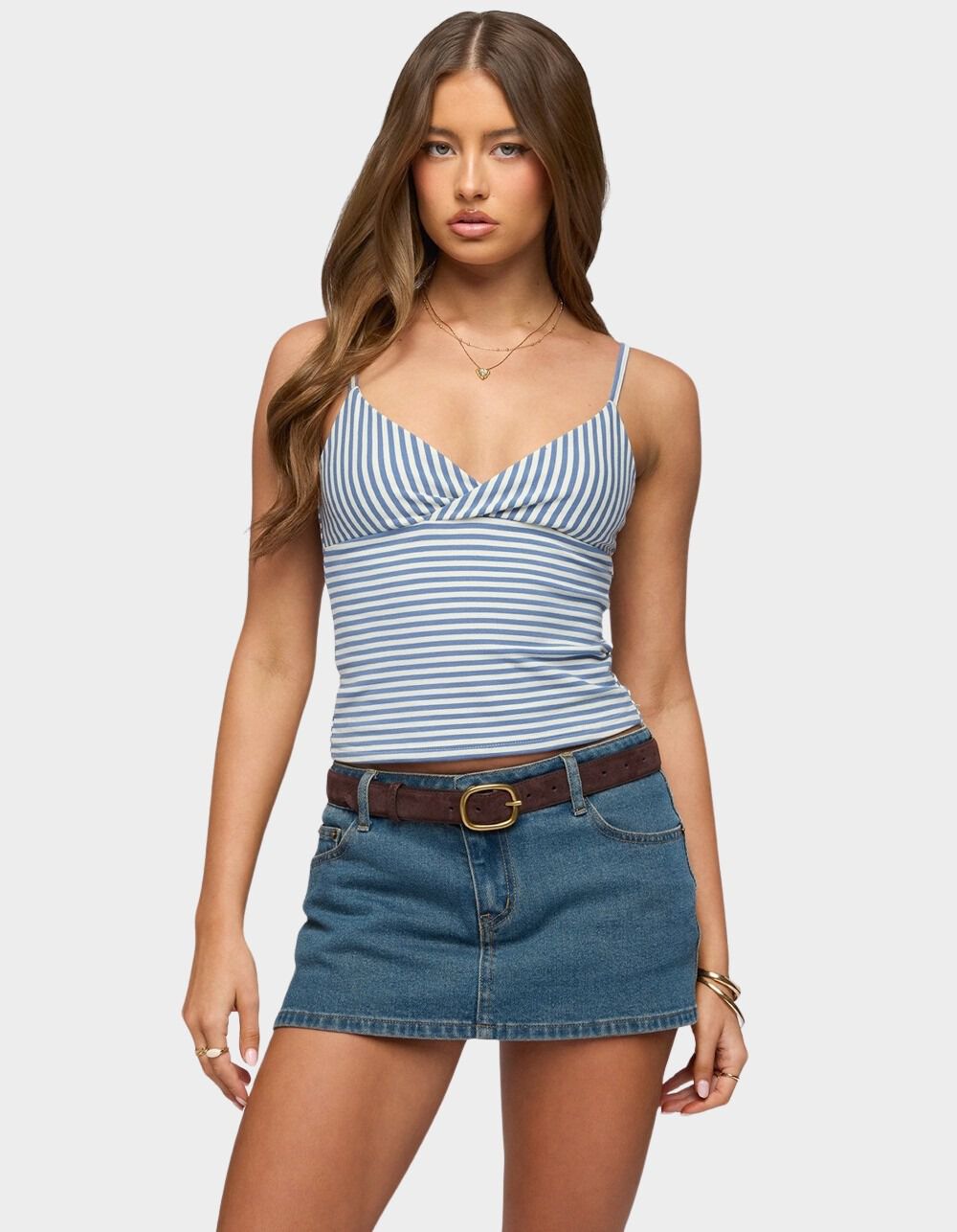 EDIKTED Emilea V-Neck Striped Tank Top