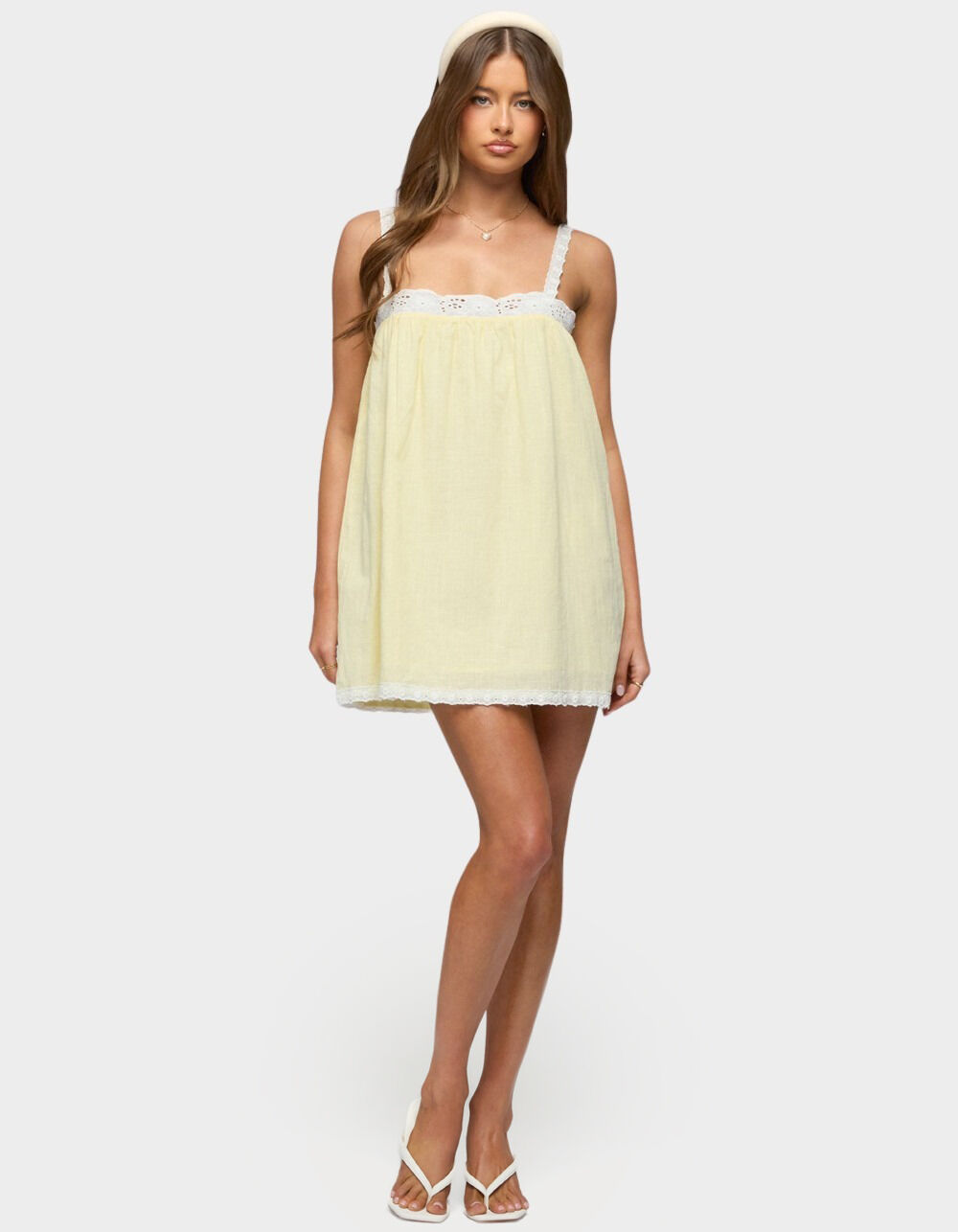EDIKTED Hipla Contrast Lacey Cotton Dress
