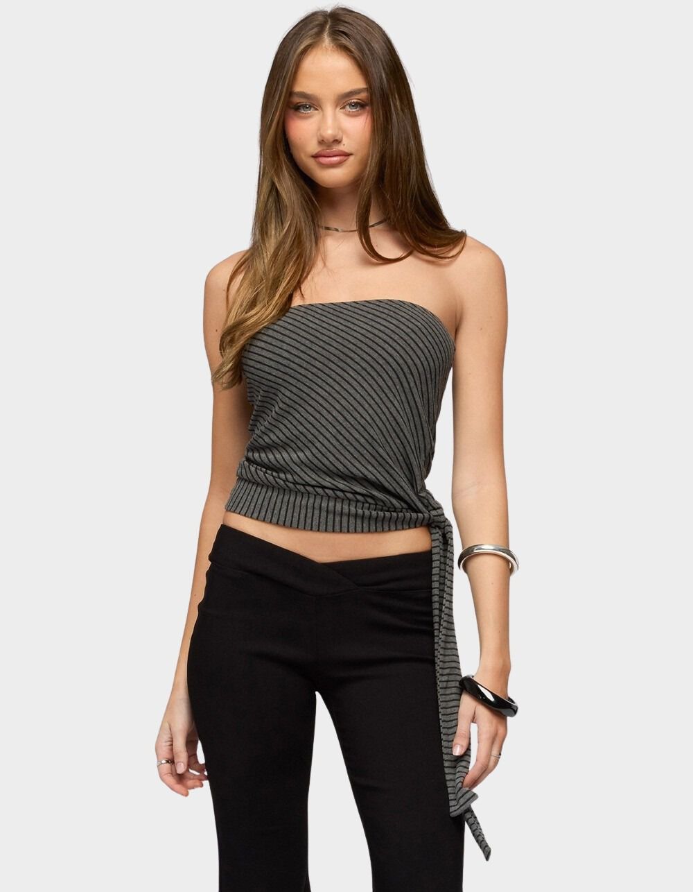 EDIKTED Margotte Striped Strapless Top