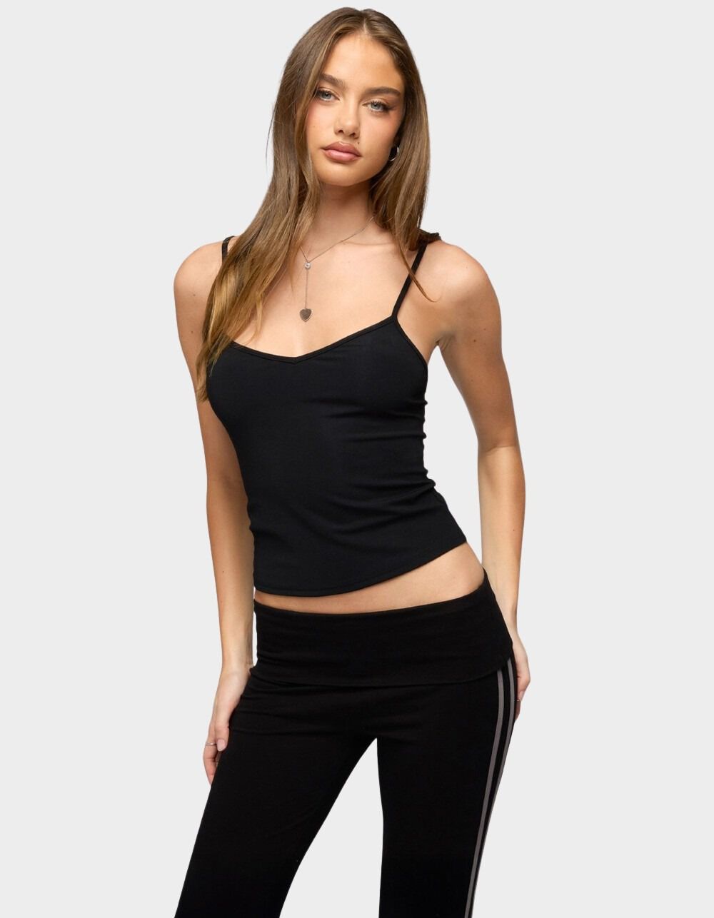 EDIKTED Yolena Ribbed V-Neck Tank Top