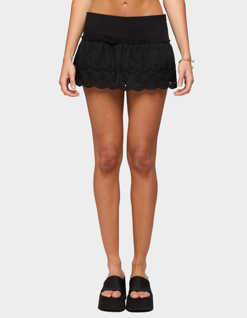 EDIKTED Iriana Peplum Eyelet Mini Skort