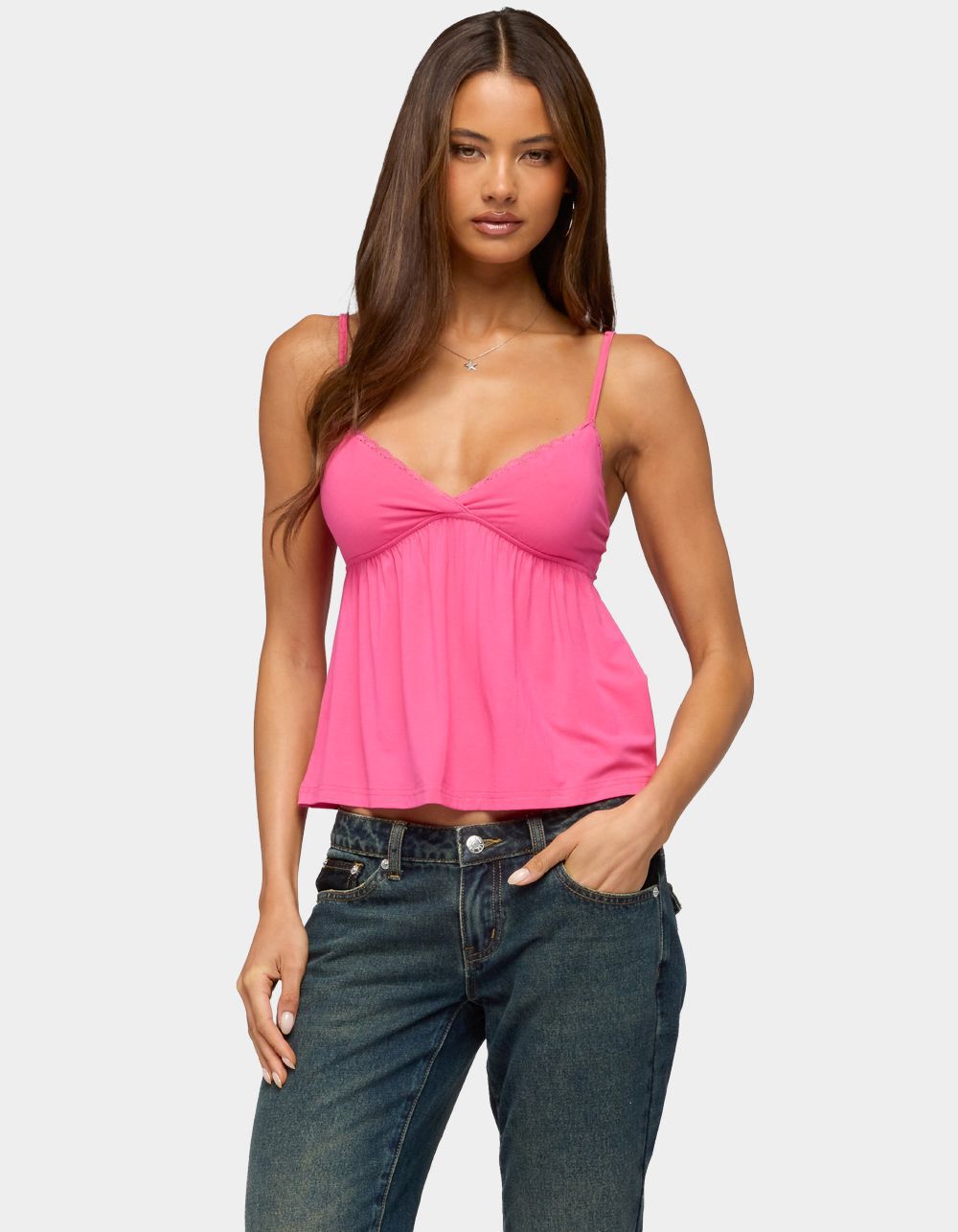 EDIKTED Belen Lacey Babydoll Top
