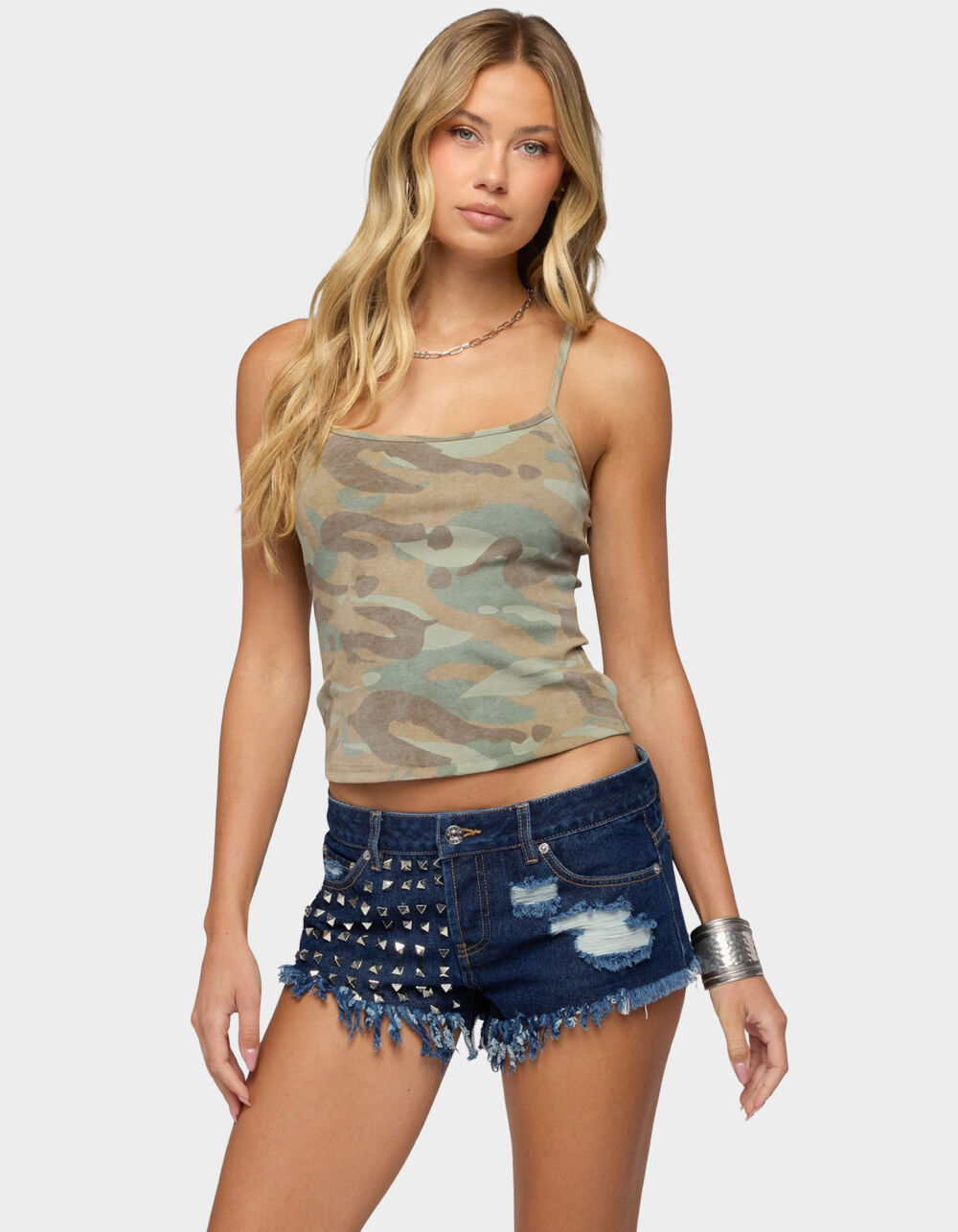 EDIKTED Ciellah Camo Tank Top