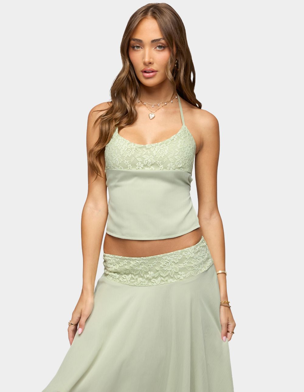 EDIKTED Evia Lacey Backless Halter Top