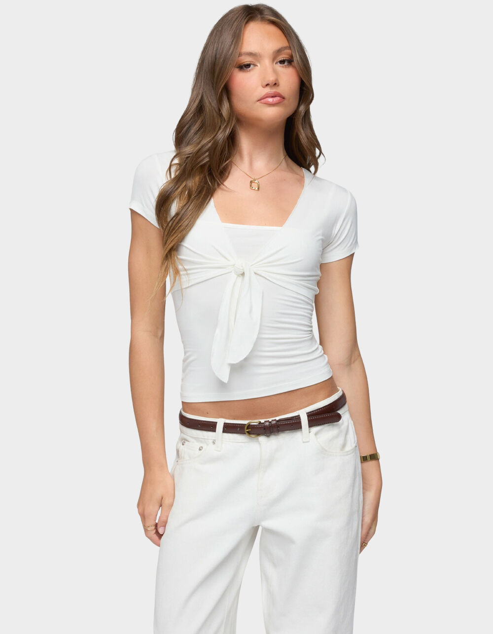 EDIKTED Malka Two Piece Tie Front Top