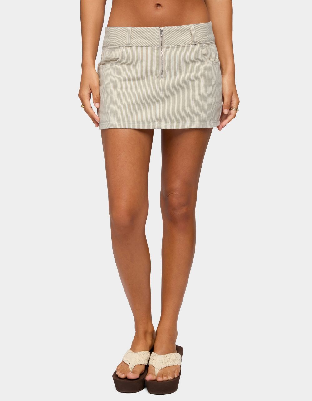 EDIKTED Poppey Striped Twill Mini Skirt