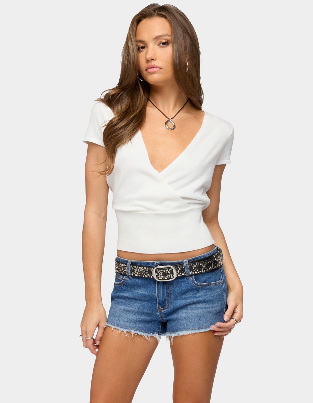 EDIKTED Vaila V-Neck Wrap Knit Top