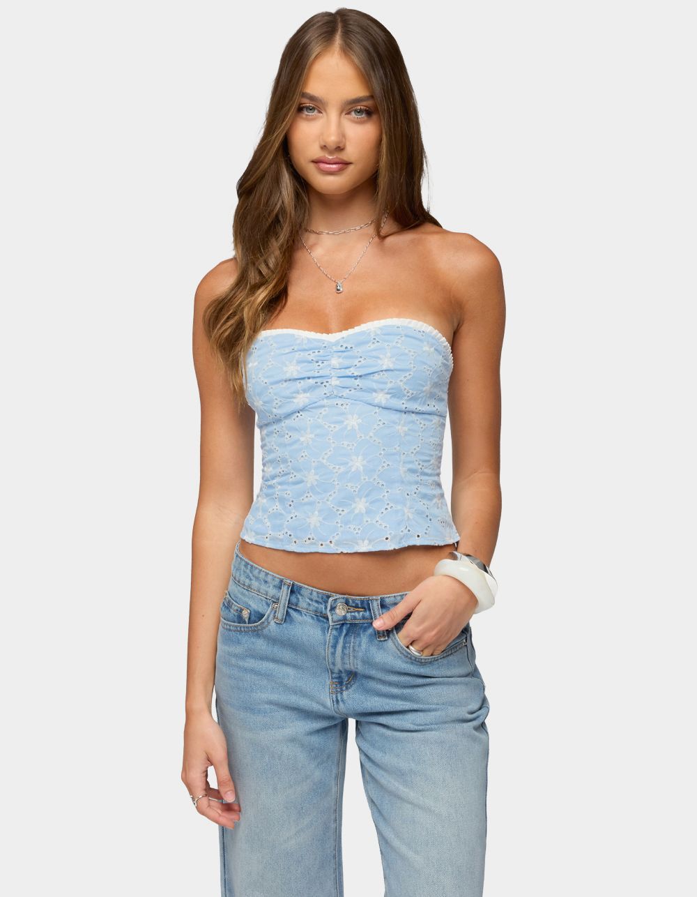 EDIKTED Zeffey Strapless Eyelet Corset