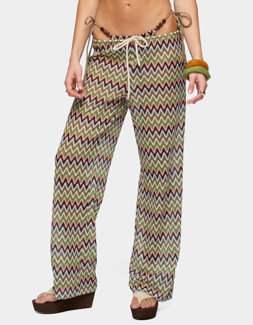 EDIKTED Mindee Zigzag Crochet Pants