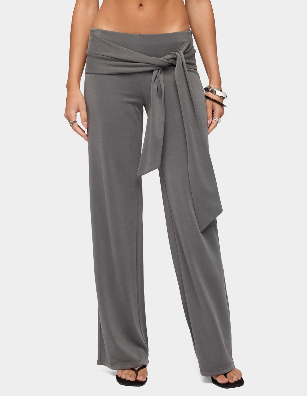 EDIKTED Xyla Straight Leg Tie Pants