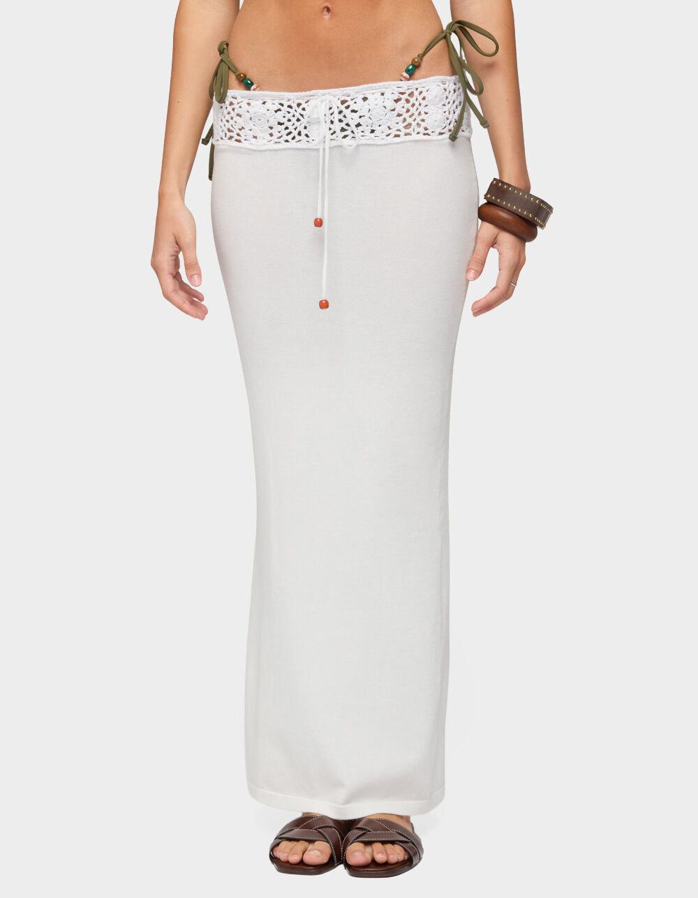 EDIKTED Maven Crochet Waist Knit Maxi Skirt