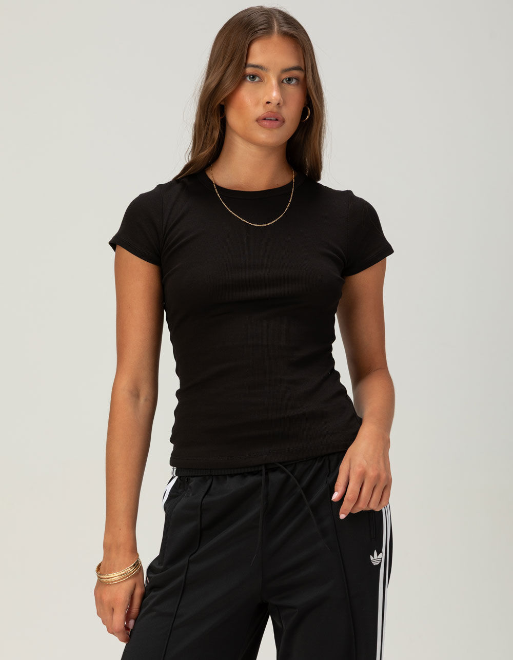 BOZZOLO Womens Rib Long Baby Tee