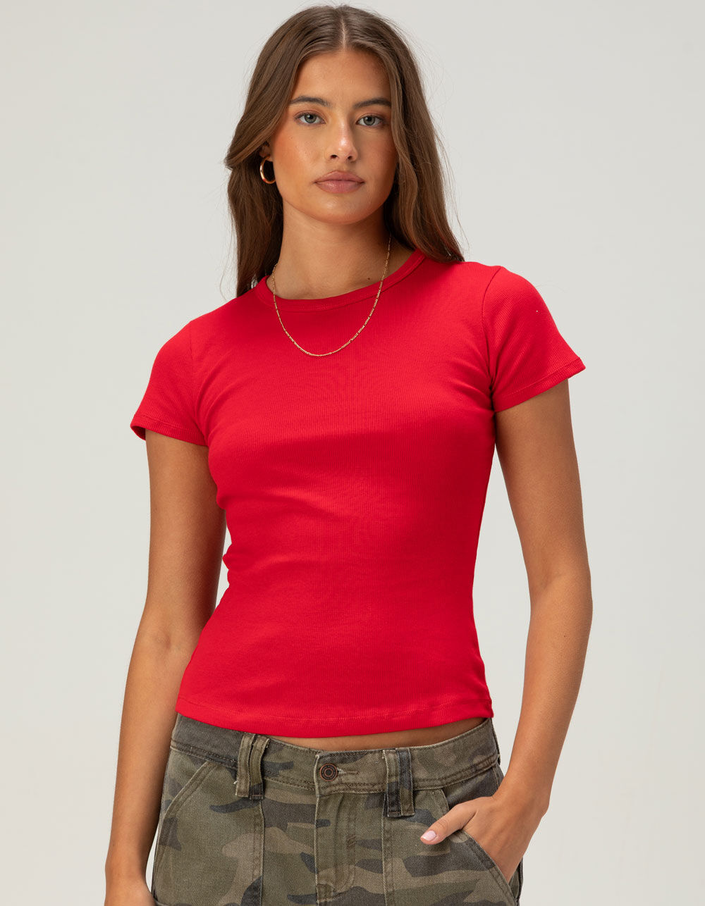 BOZZOLO Womens Rib Long Baby Tee