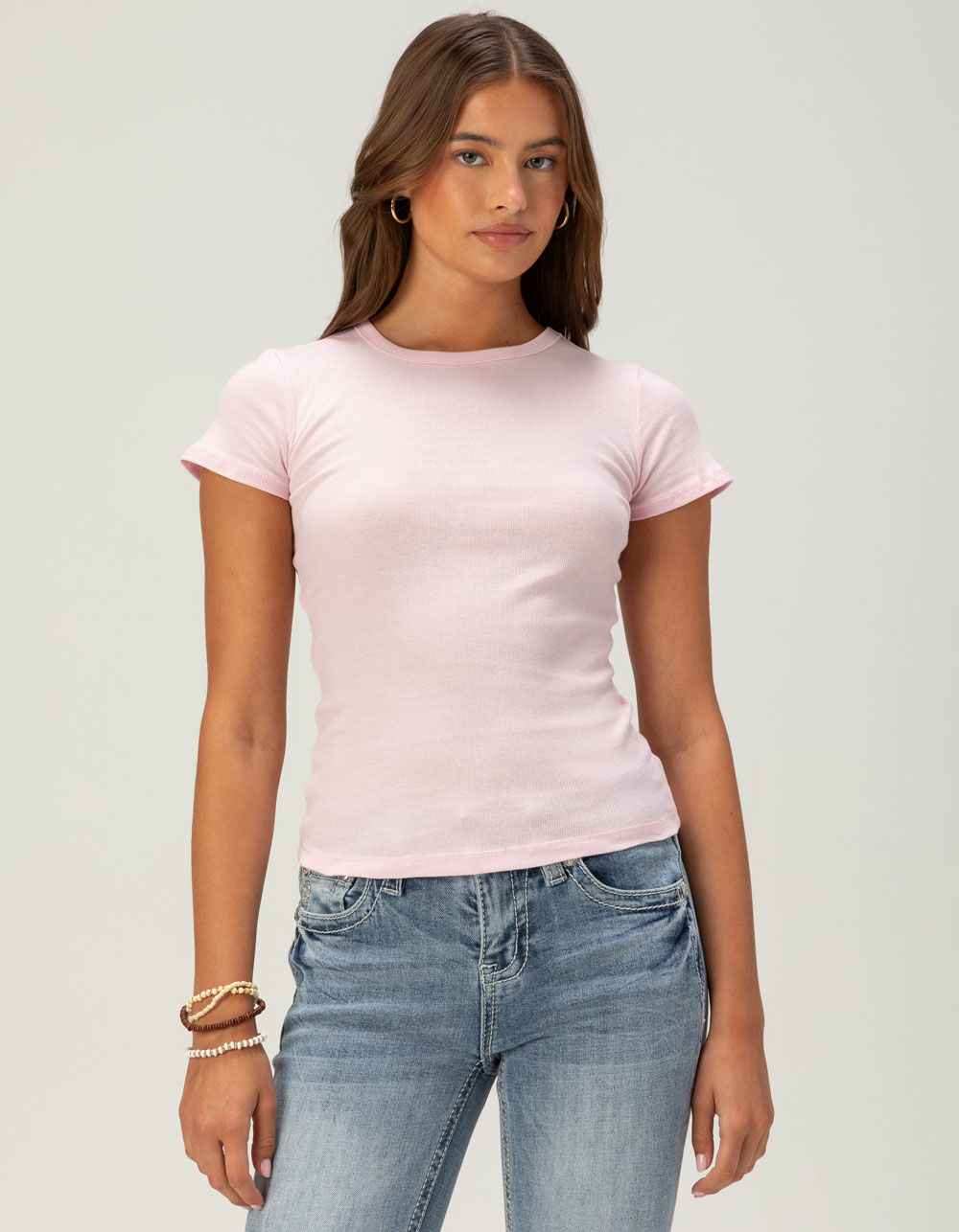 BOZZOLO Womens Rib Long Baby Tee