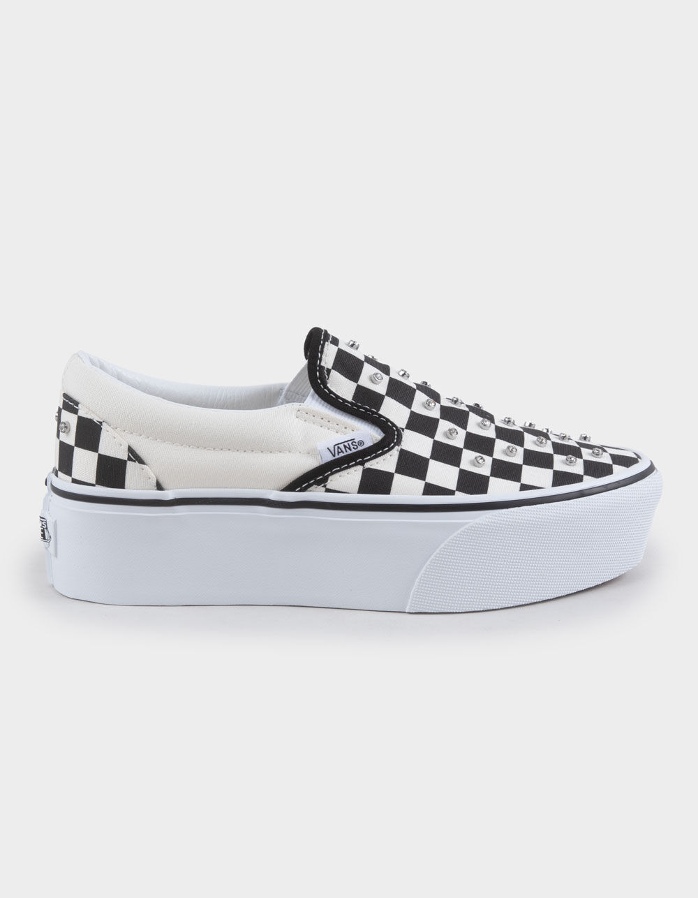 VANS Rhinestone Checkerboard Girls Slip-On Stackform Shoes