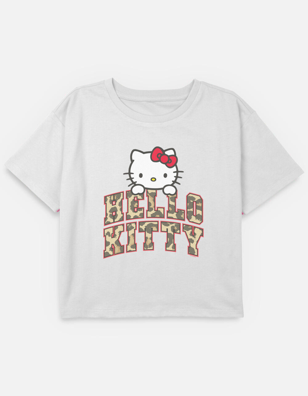 HELLO KITTY Animal Print Arch Girls Crop Tee