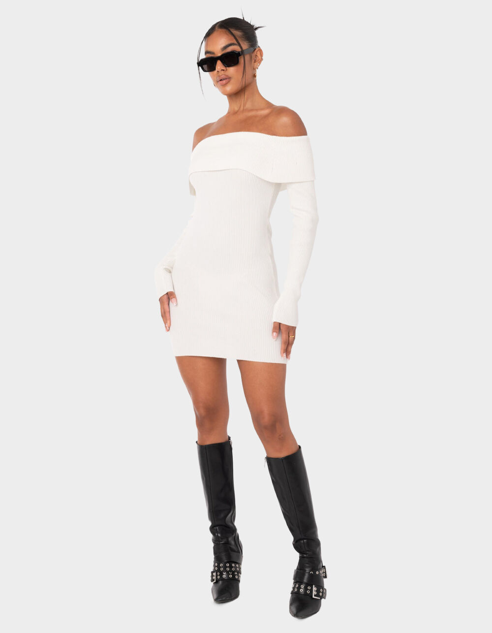 EDIKTED Emma Foldover Knitted Dress