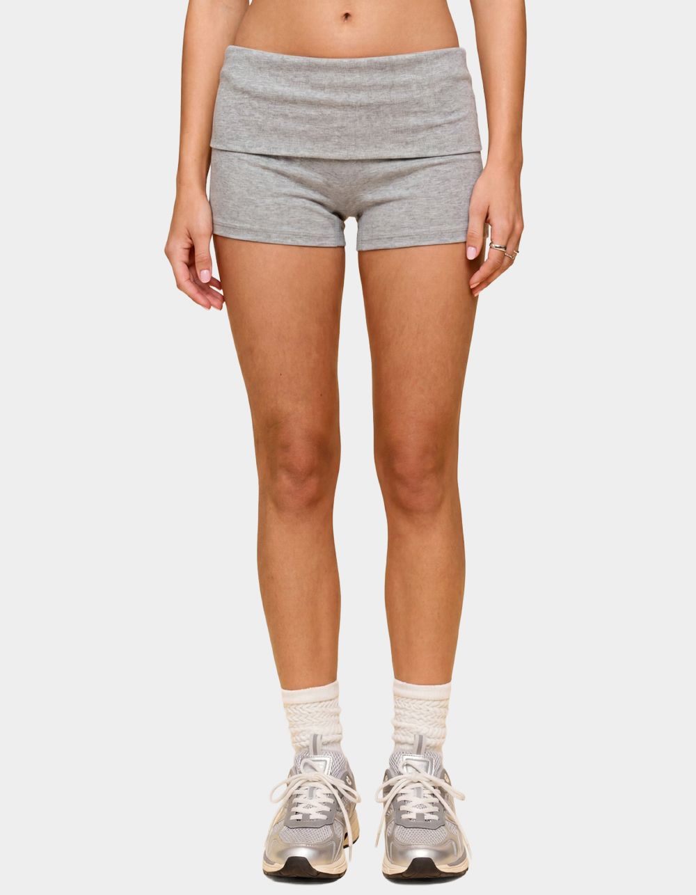 EDIKTED Audrea Ribbed Foldover Biker Shorts
