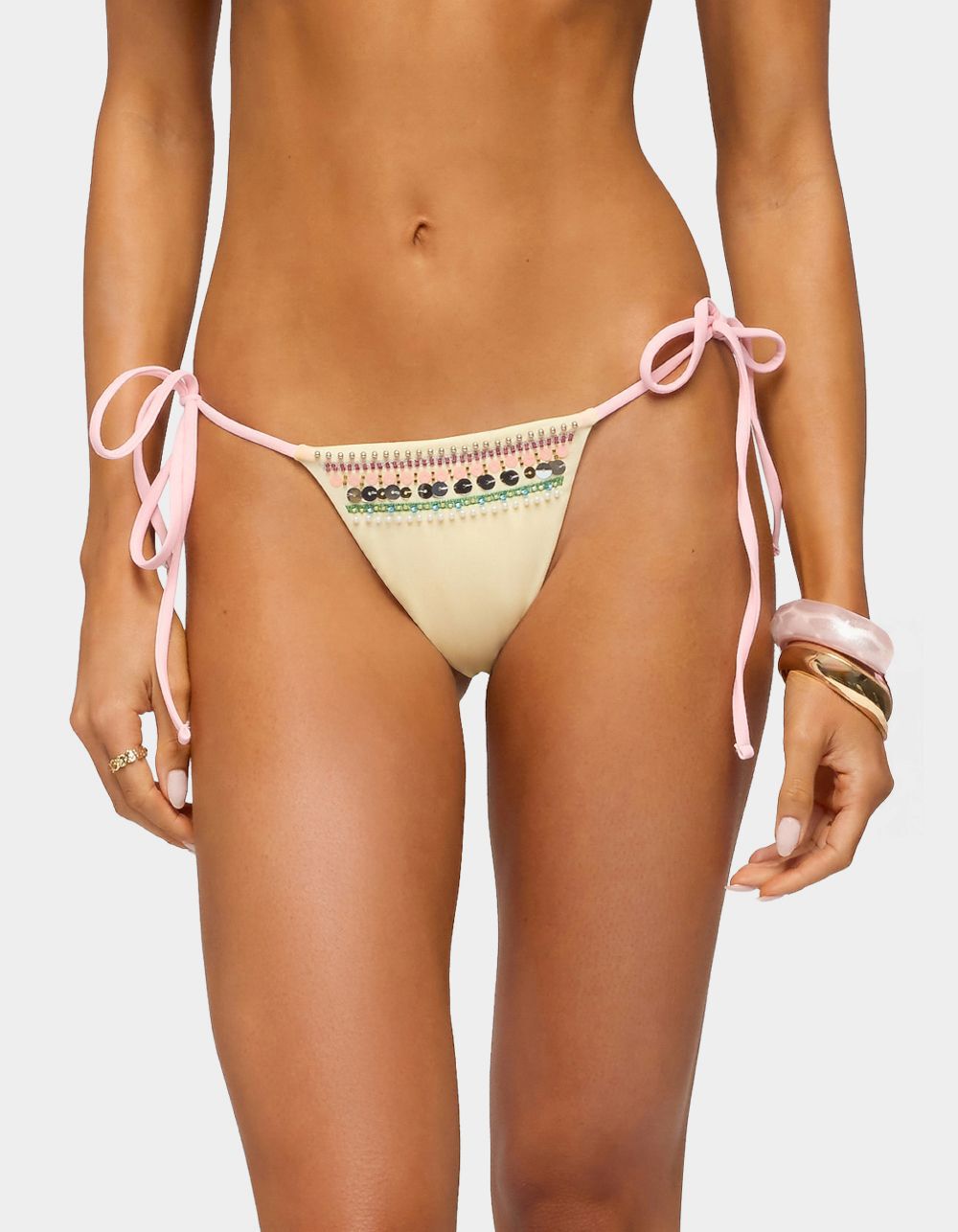 EDIKTED Tarah Beaded String Bikini Bottoms